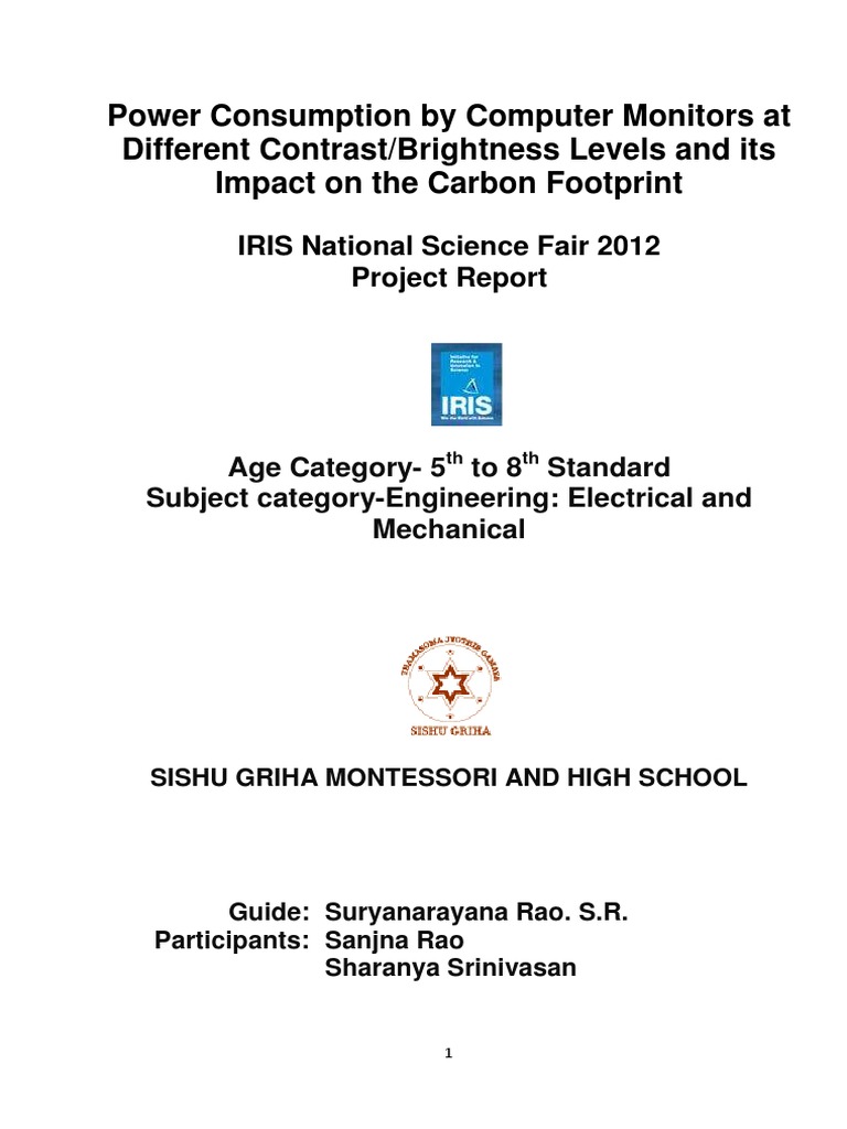 Power Consumption by Computer Monitors PDF Electric Energy