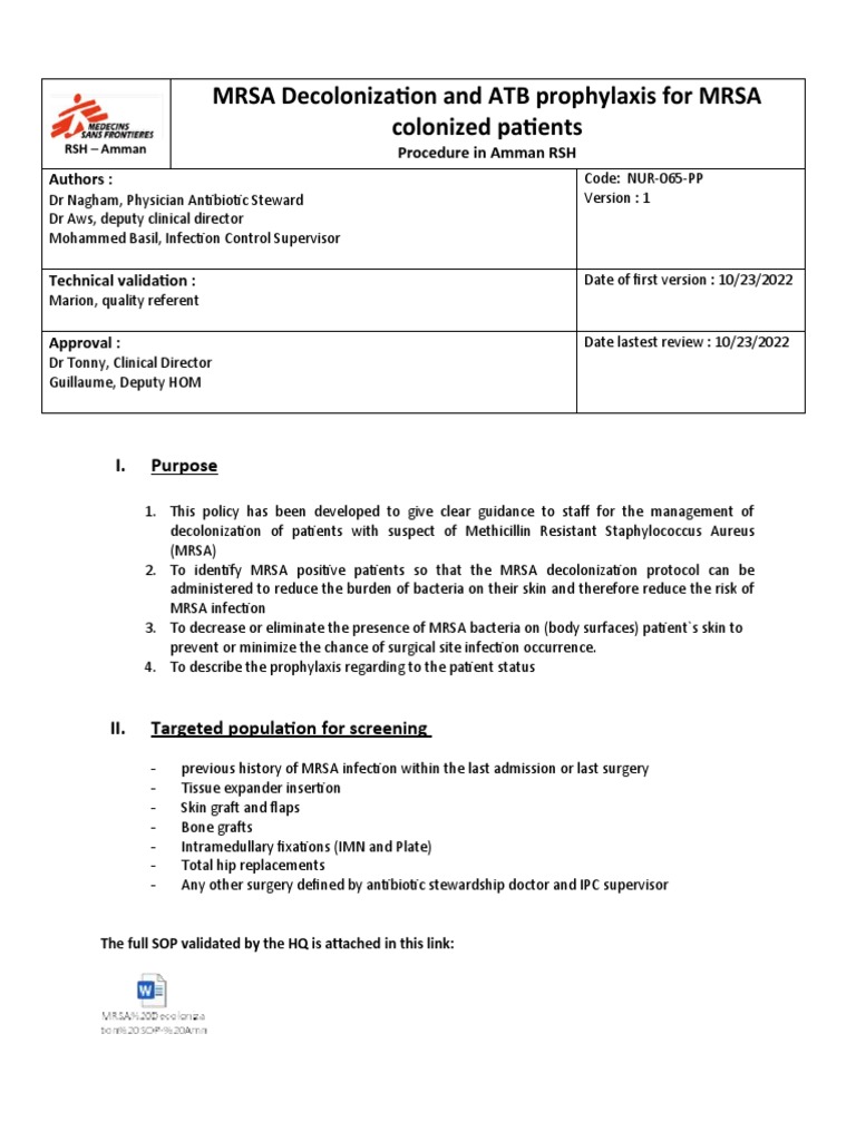 Mrsa decolonization and prophylaxis 102322 final version pdf