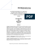 Decreto Ley21-2000 Ley Orgánica Del Ministerio Publico Fiscal Corrientes