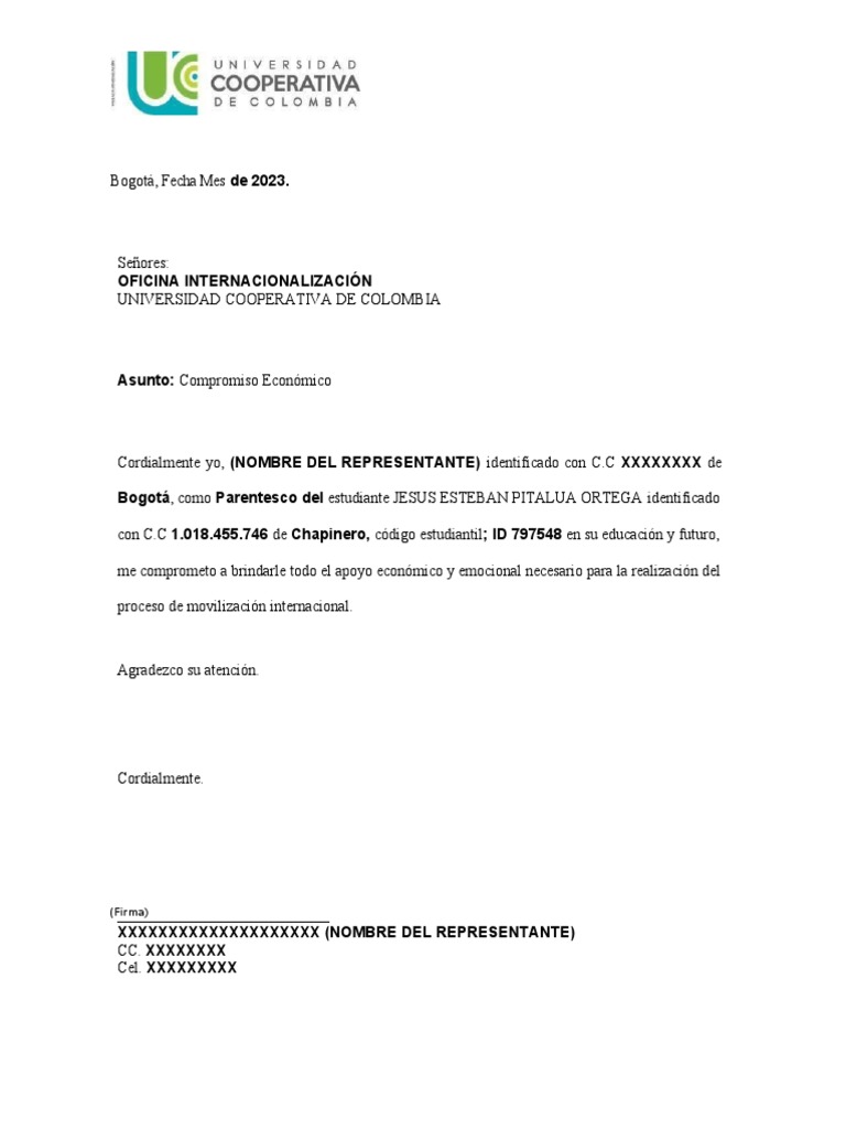 Carta de Compromiso Económico | PDF