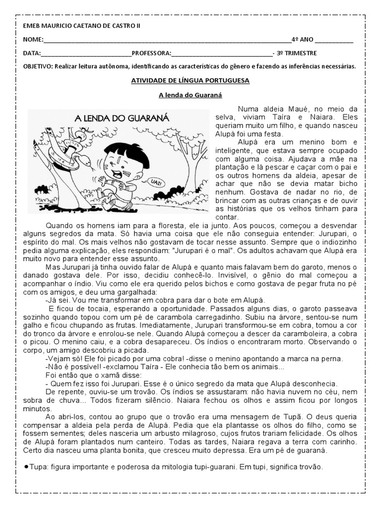 A Lenda Do Guarana | PDF | Povos indígenas das Américas