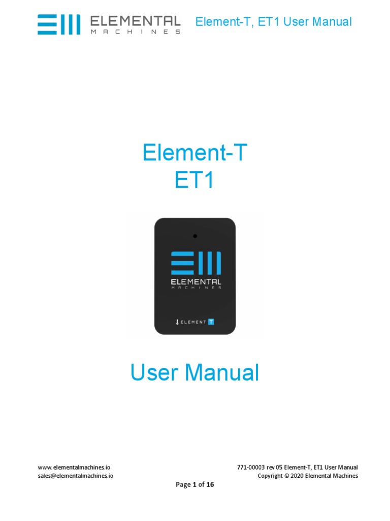 Element T Et1 User Manual Pdf Wi Fi Waste Management