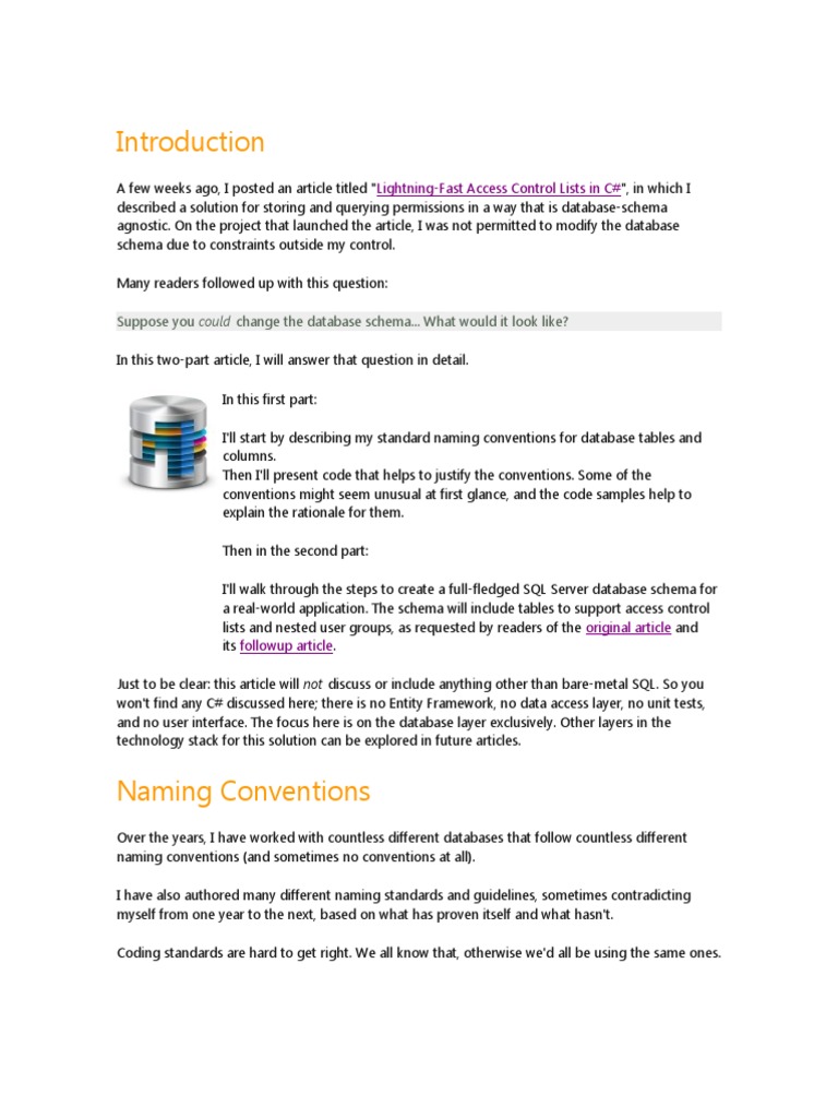 Naming Convention PDF Databases Table (Database)