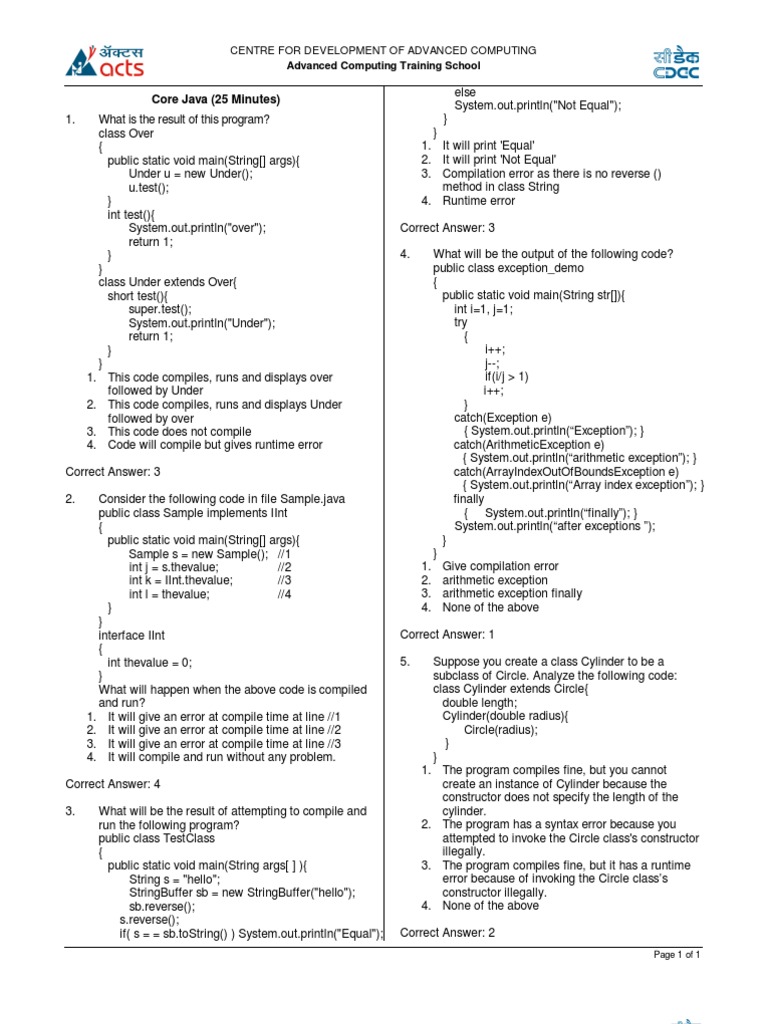 Question Bank For J2SE | PDF | Method (Computer Programming) | Java ...