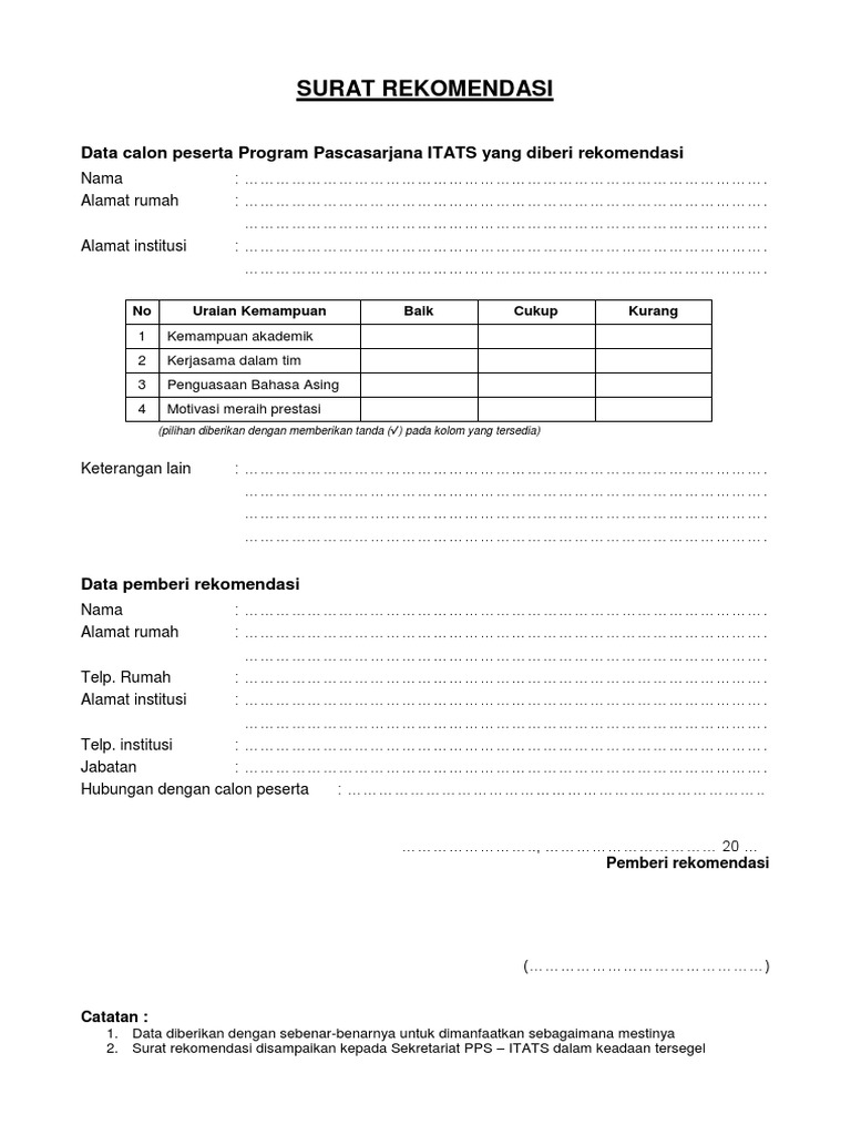 Surat Rekomendasi dan Jaminan Pembiayaan | PDF