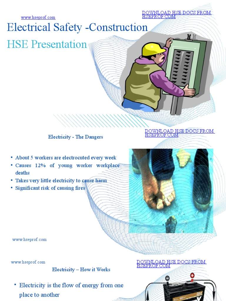 HSE Presentation On Electrical Safety Construction PDF Fuse (Electrical) Electric Current