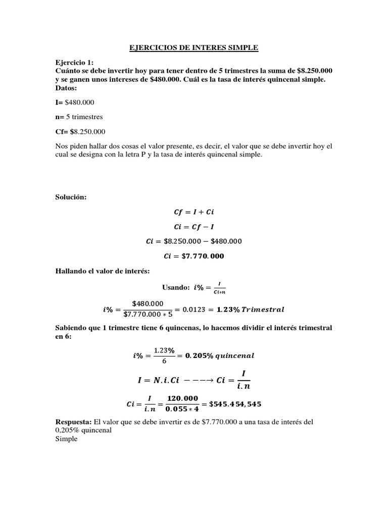 Ejercicios de Compuesto y Simple Jcvgdocx | PDF | Interés | Bancos