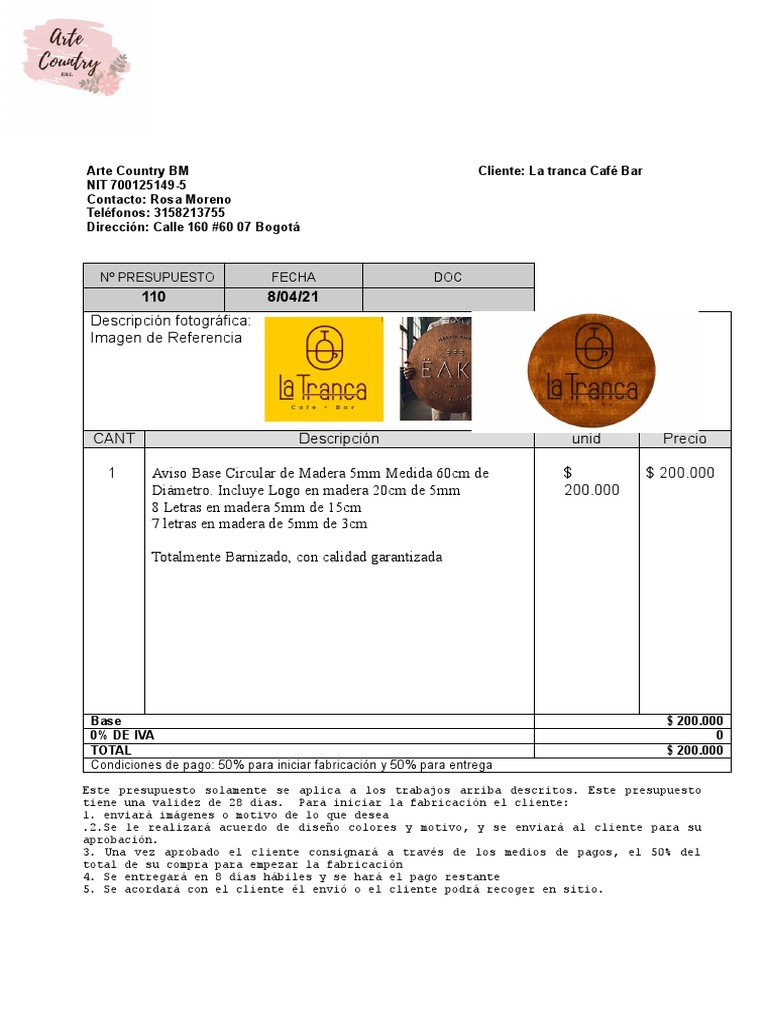 Plantilla Presupuesto Reportaje Fotografico PDF
