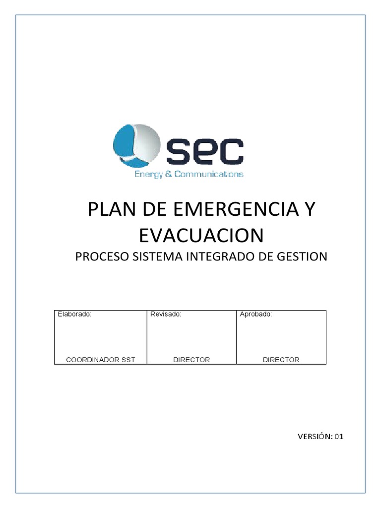 Pl-Sig-02 Plan de Emergencia y Evacuacion | PDF | Business | Riesgo