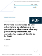 Perú Violó Los Derechos de Una Niña Víctima de Violación Al No Garantizarle El Acceso Al Aborto y Procesarla Penalmente Por Autoaborto, Según El Comité de La ONU - OHCHR