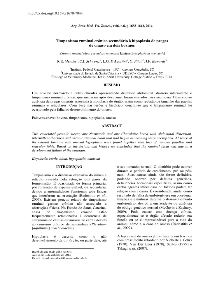 Timpanismo Por Hipoplasia Omasal Ok Download grátis PDF Anatomia