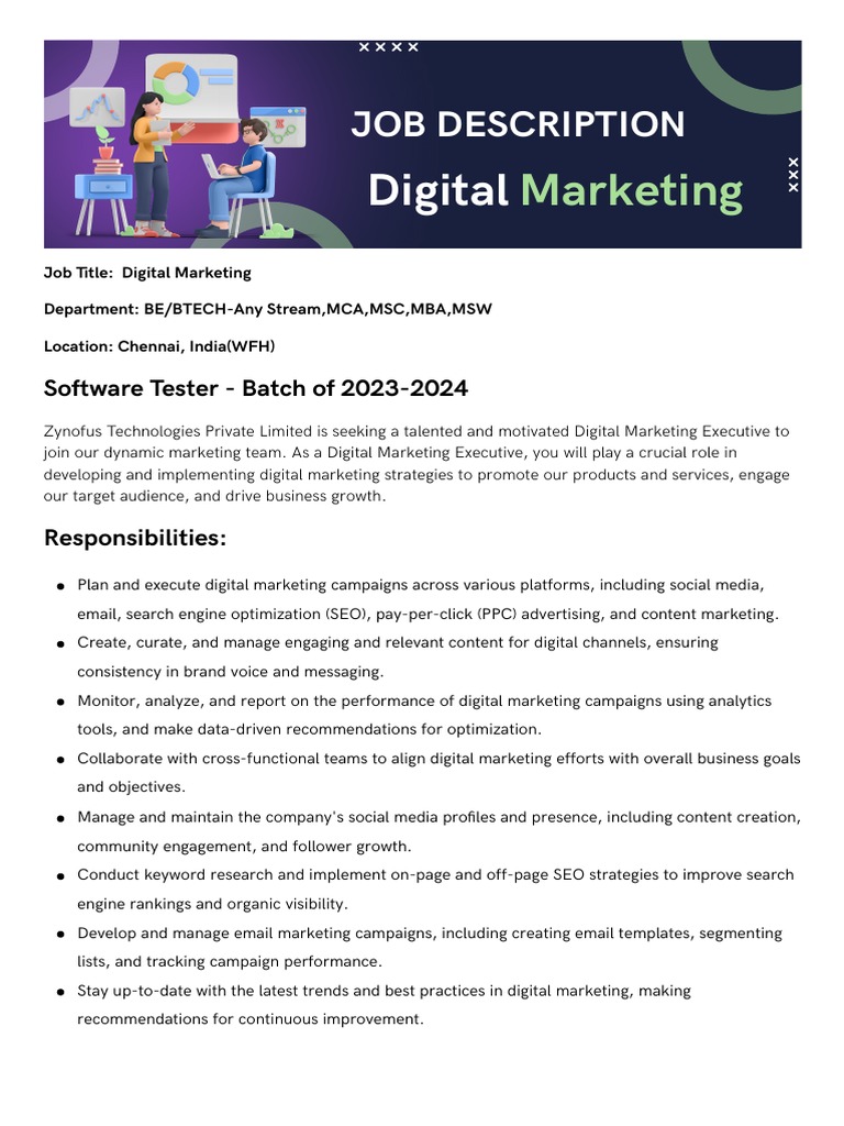 Digital Marketing Executive Job Description | PDF | Digital Marketing ...