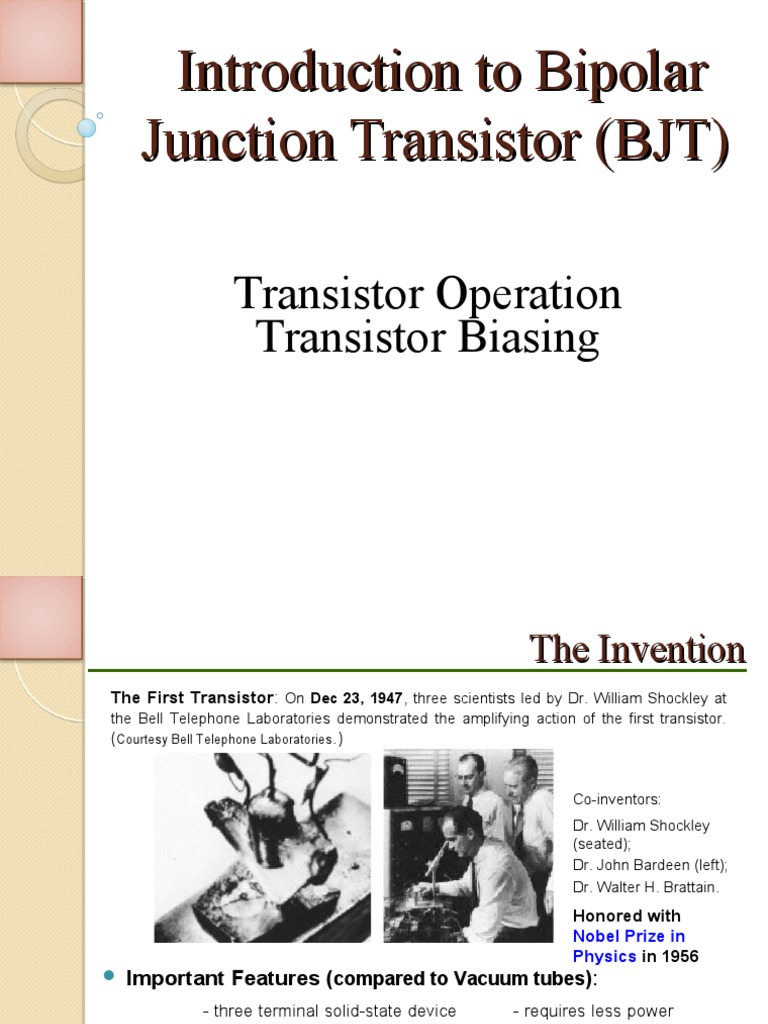 BJT Operation and Biasing PDF Bipolar Junction Transistor Transistor