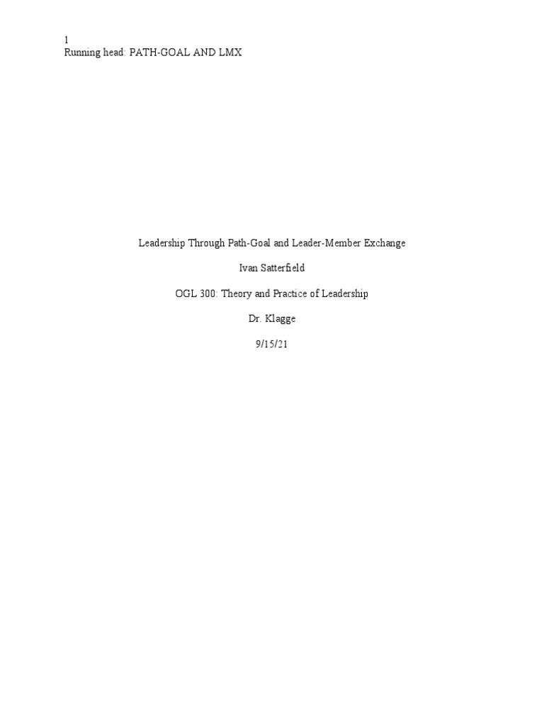 Module 4 Path-Goal and LMX Paper | PDF