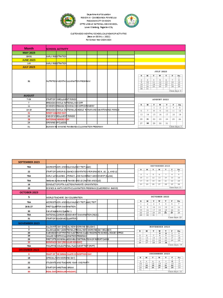 November 2023 School Activities Calendar | PDF | Observances | Holidays
