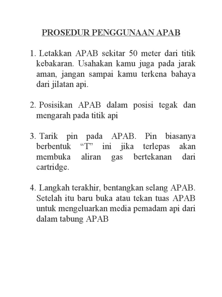 Prosedur Penggunaan APAB yang Aman | PDF