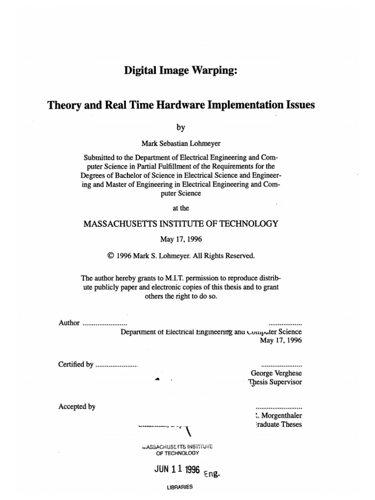 Digital Image Warping Massachusetts Institute of Technology PDF Sampling (Signal
