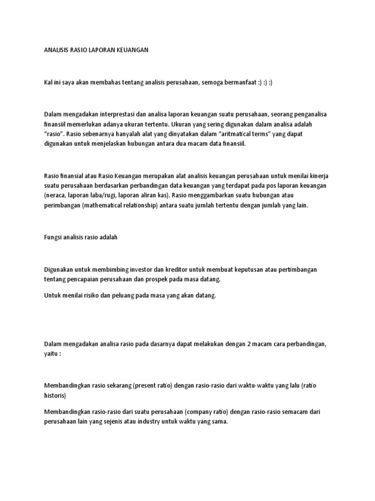 Analisis Rasio Keuangan | PDF