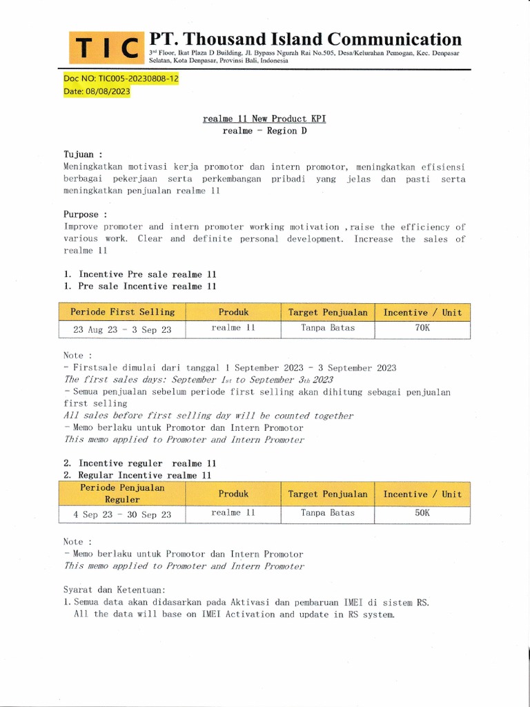 TIC Realme 11 NPL Program Aug - 2023 | PDF | Business | Finance & Money ...