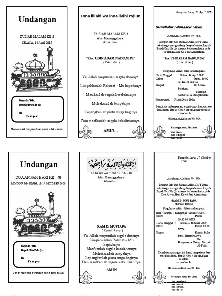 Undangan Takziah | PDF