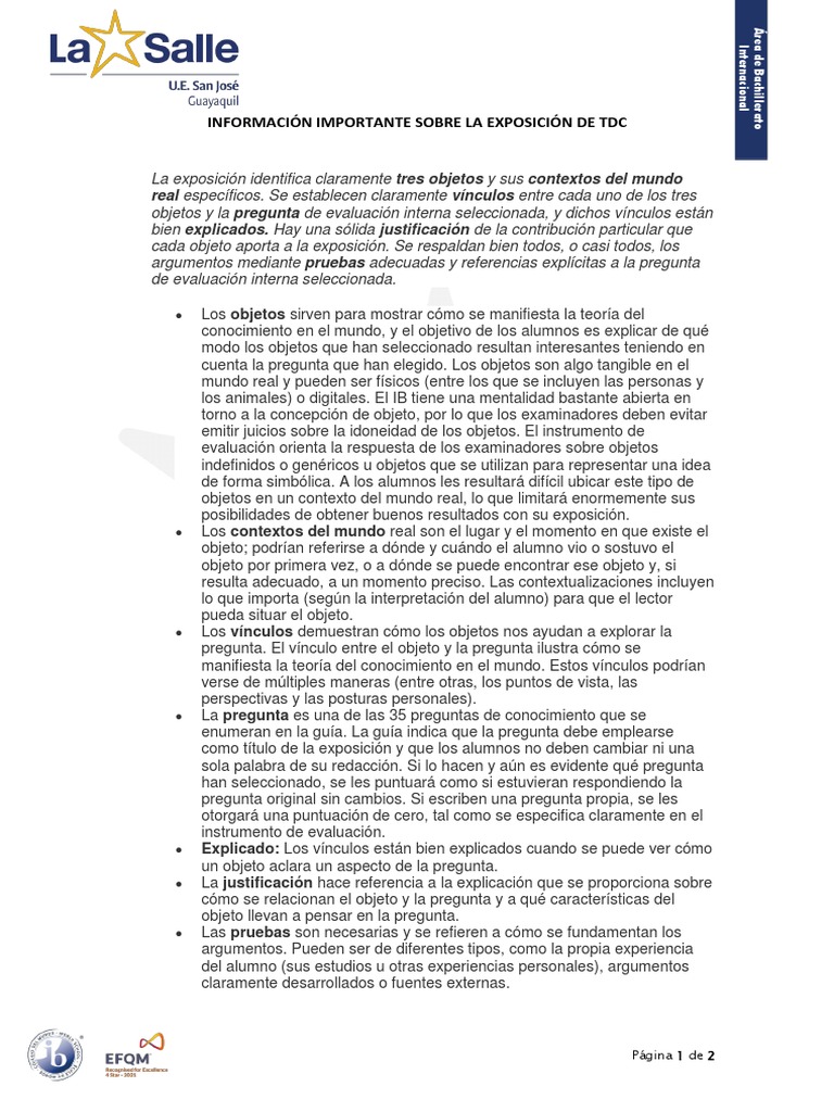 Guía para la Exposición de TDC | PDF | Conocimiento | Evaluación