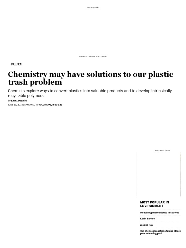 Chemistry's Role in Plastic Recycling | PDF | Plastic | Polymers