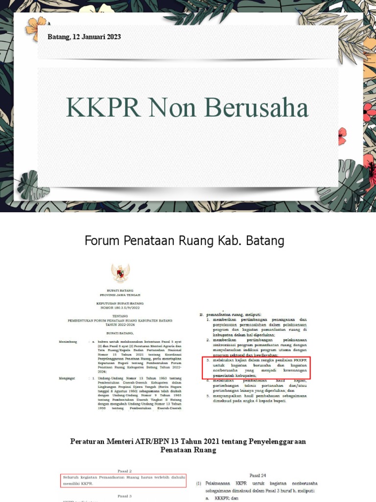 KKPR Non Berusaha di Kabupaten Batang | PDF