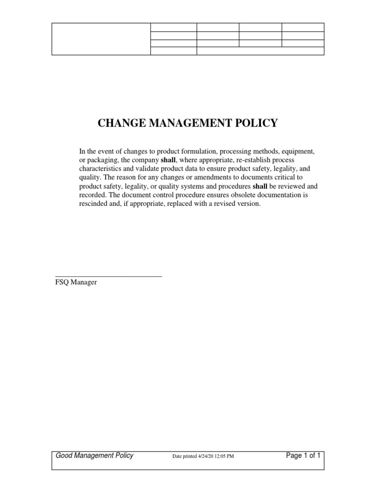 Change Management Policy Overview | PDF | Business