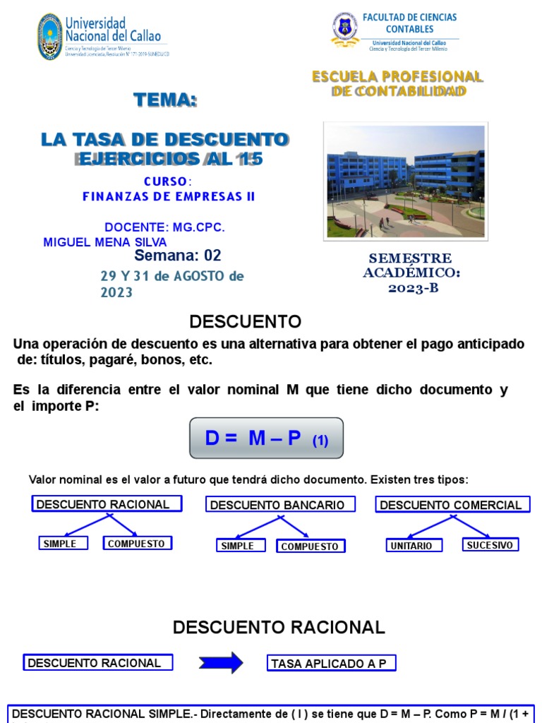 Ejercicios sobre Tasa de Descuento en Finanzas | PDF | Finanzas y ...