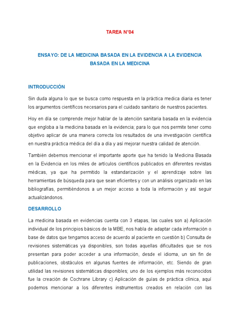 Tarea N°4 | PDF | Evidencia basada en medicina | Ciencia cognitiva