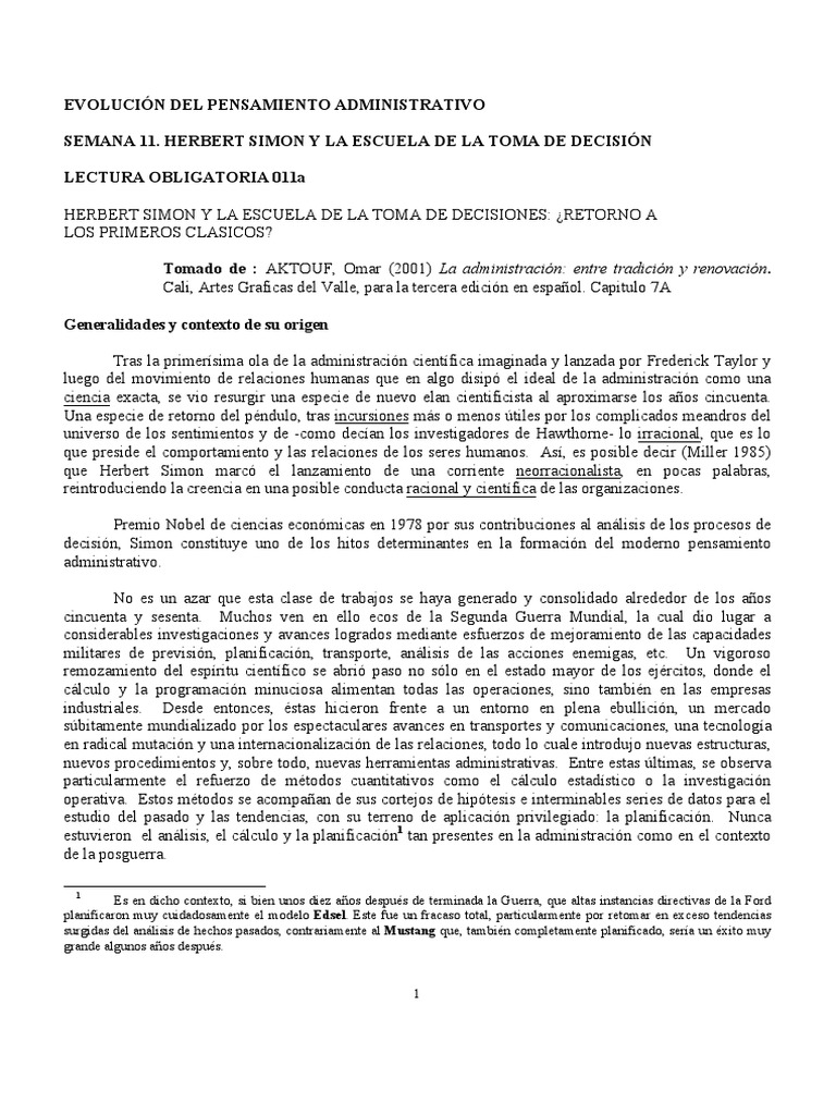 Herbert Simon y la Toma de Decisiones | PDF | Política