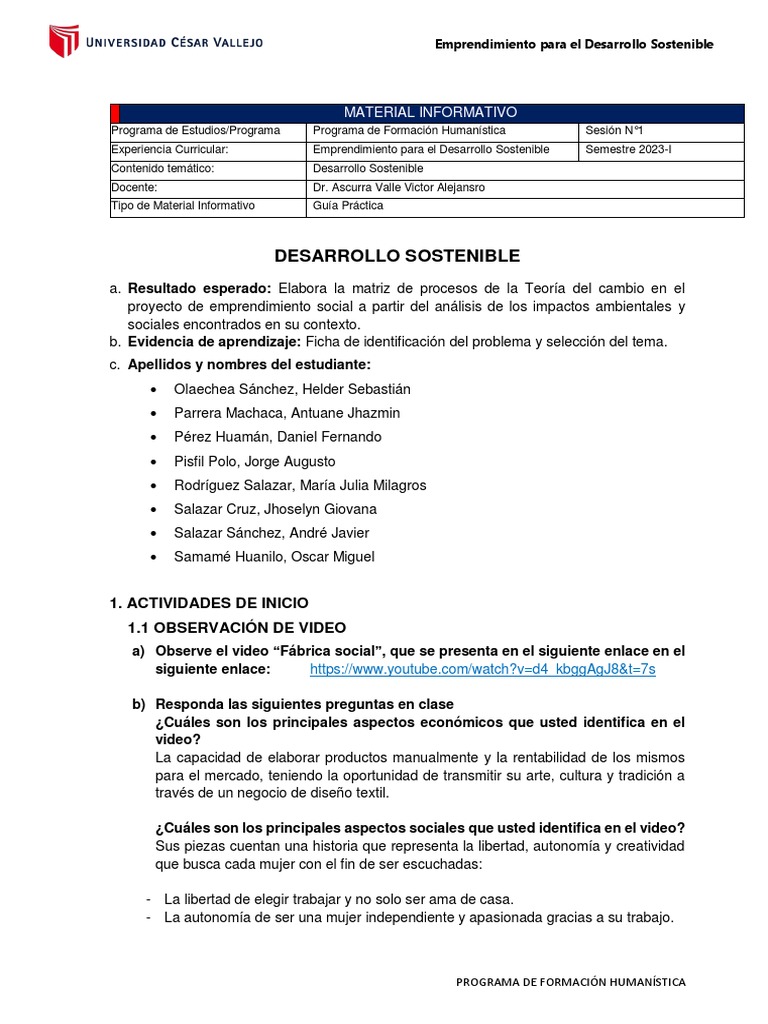 E +Desarrollo+Sostenible+-+Sesión+01+ (GRUPO+N°04) | PDF | Iniciativa ...