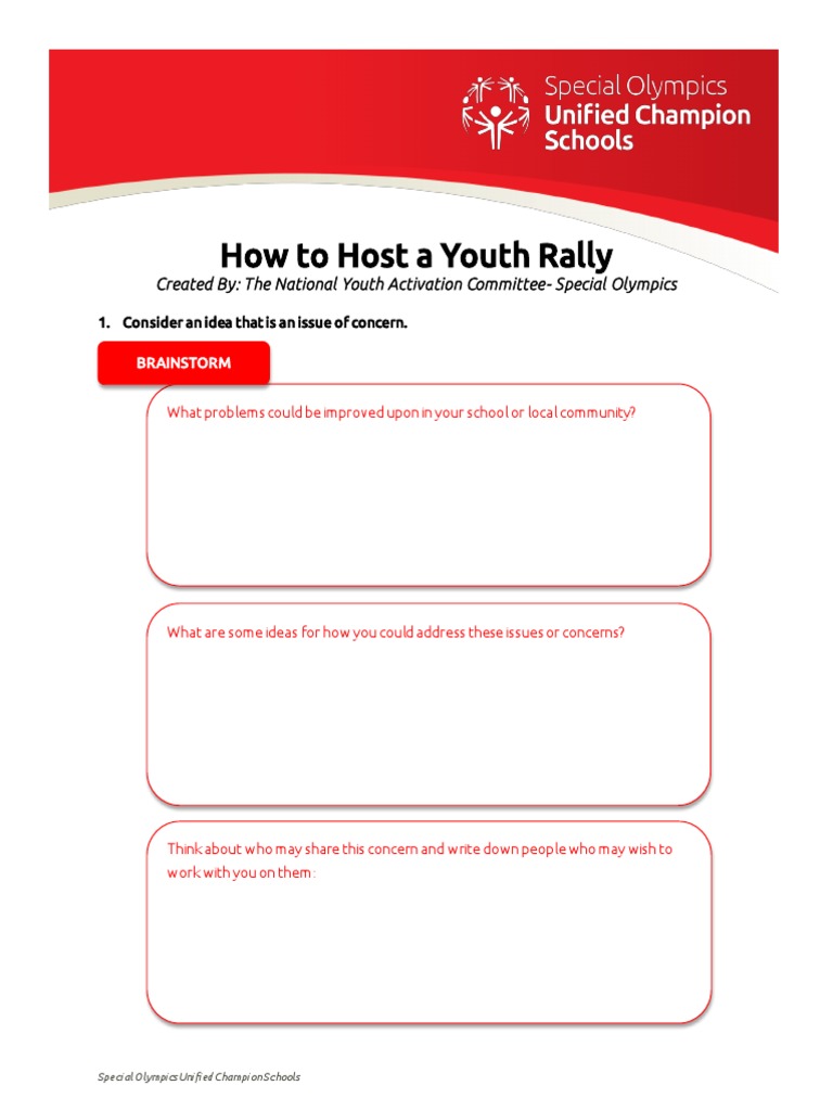 Host A Youth Rally or Youth Summit | PDF | Brainstorming | Fundraising