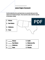 Worksheet Southwest Region Map and Capitals