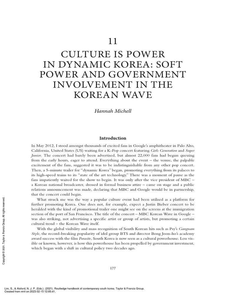 Culture Is Power in Dynamic Korea Soft Power and Government Involvement ...