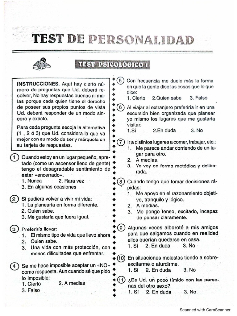 Test Psicologico 1 | PDF