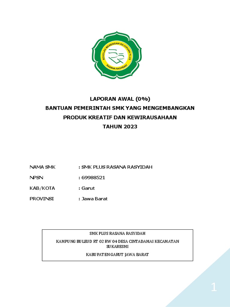 Laporan Bantuan Kewirausahaan SMK 2023 | PDF | Karier & Perkembangan ...