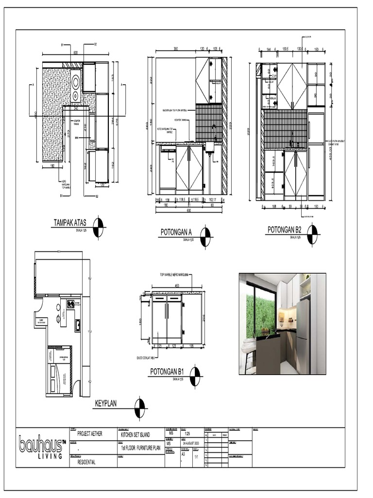 KITCHEN ISLAND BASEMENT TECHNICAL DRAWING Rotated PDF