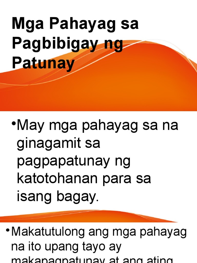 Mga Pahayag Sa Pagbibigay NG Patunay - L2 | PDF