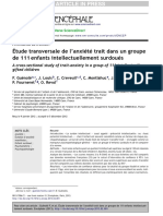 Étude Transversale de L'anxiété Trait Dans Un Groupe de 111 Enfants Intellectuellement Surdoués