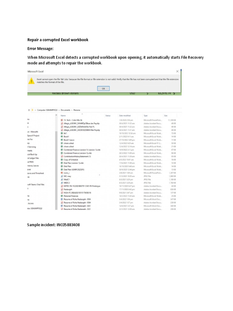 Repair A Corrupted Excel Workbook | PDF | Art | Computers