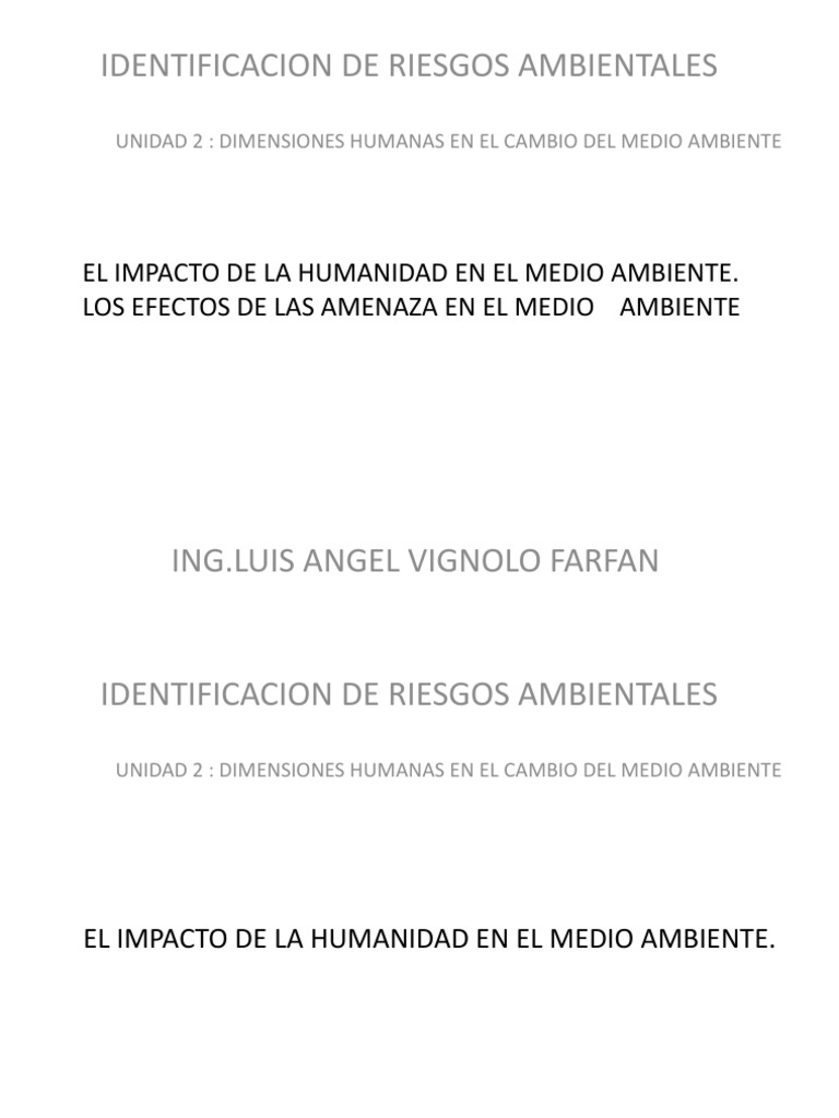 Impacto Humano en el Medio Ambiente | PDF | Ética profesional | Entorno ...