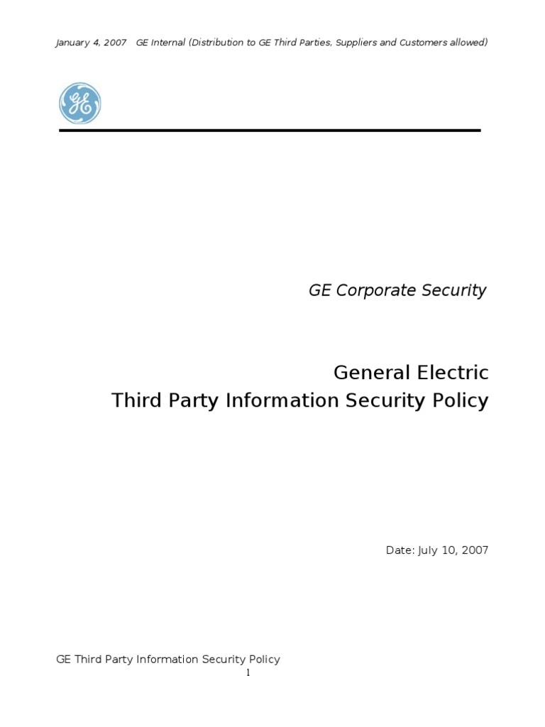 GE Third Party Security Policy Guide | PDF | Information Security ...