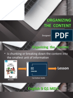 Organizing The Content: Gilbert P. Quilicot