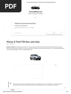 Nissan X-Trail T30 Fuse Box Guide | PDF | Four Wheel Drive