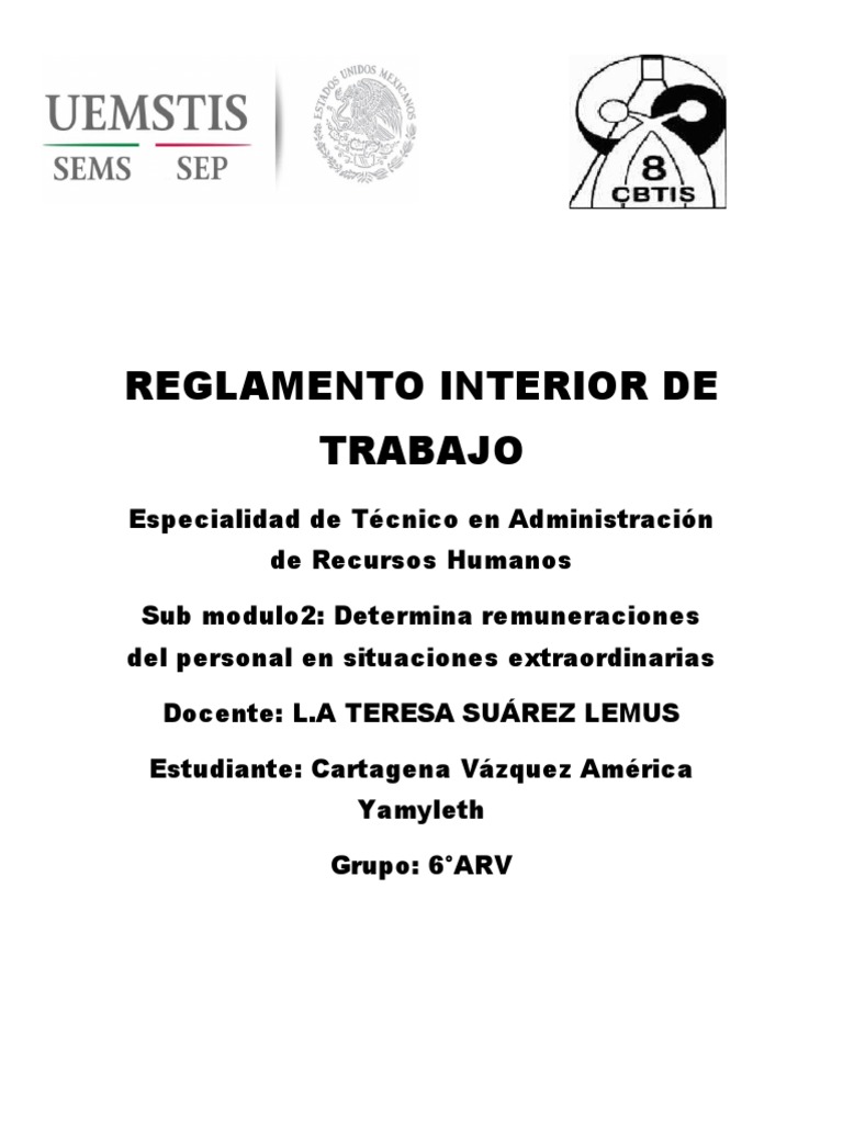 Reglamento Interior de Trabajo | PDF | Salario | Derecho laboral