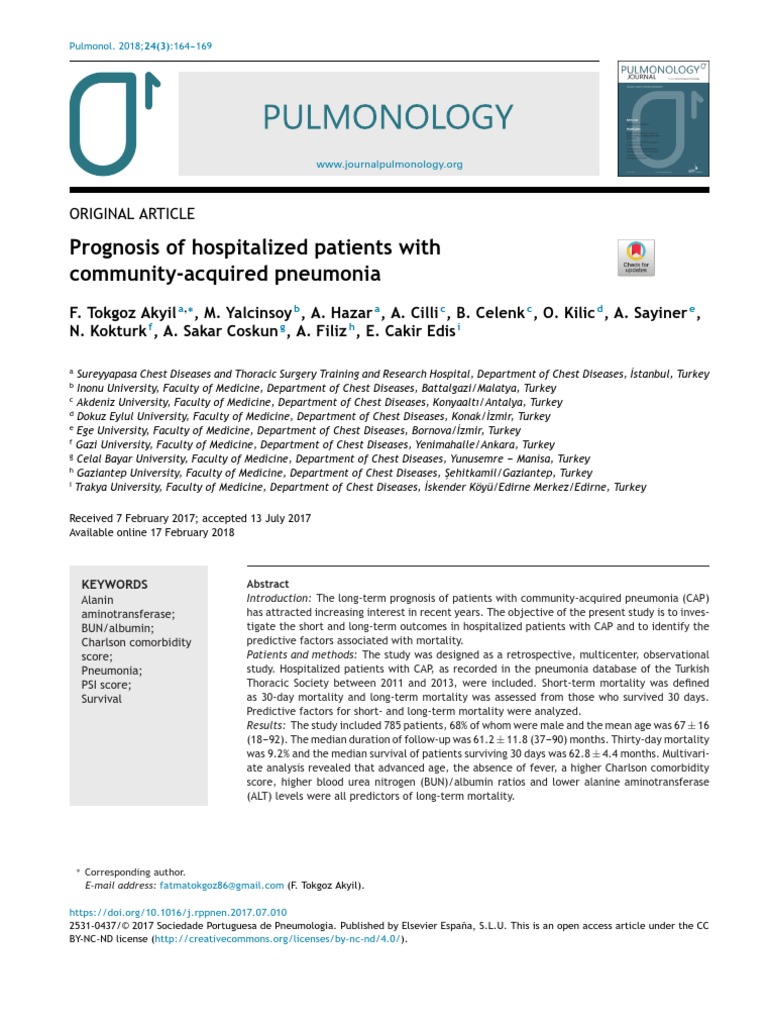 Prognosis of Hospitalized Patients With Community-Acquired Pneumonia | PDF