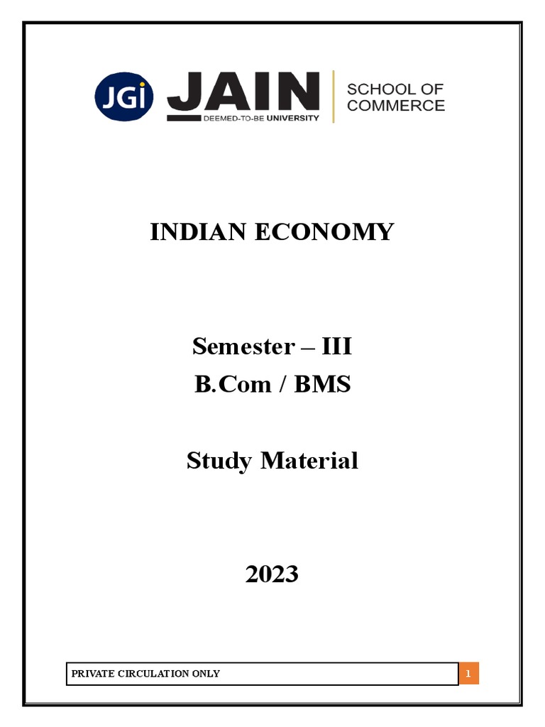 Indian Economy 1 To 5 Modules PDF Economies