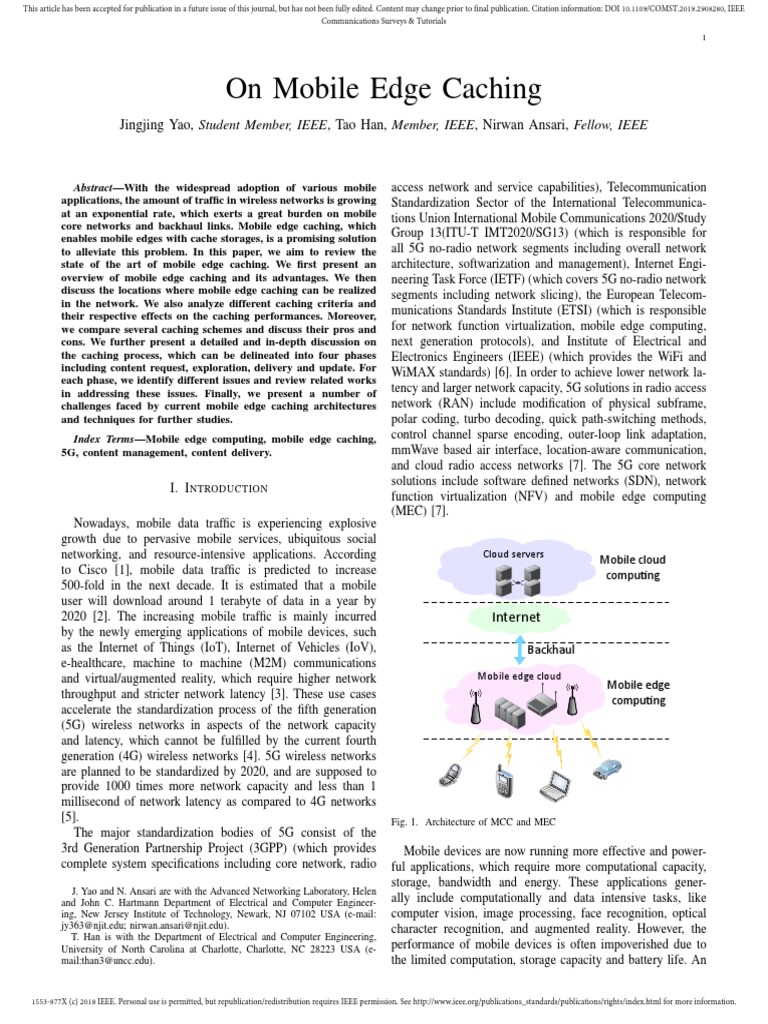 2019 (5) On Mobile Edge Caching | PDF | Cache (Computing) | Computer ...