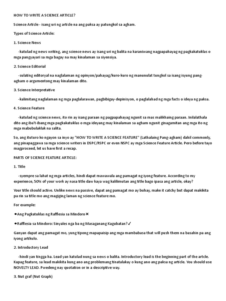 How To Write A Science Article | PDF
